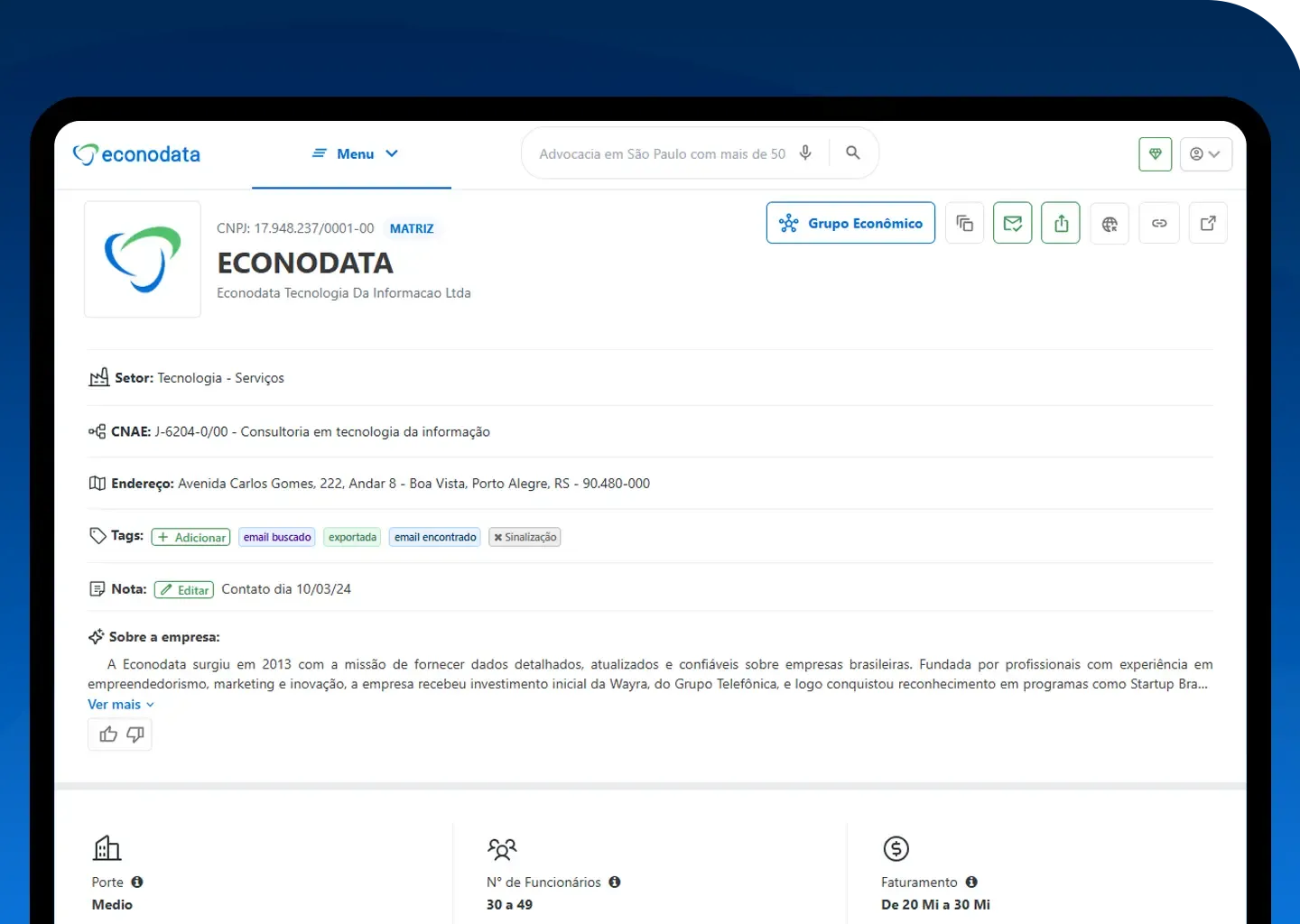 Consulte informações estratégicas das empresa